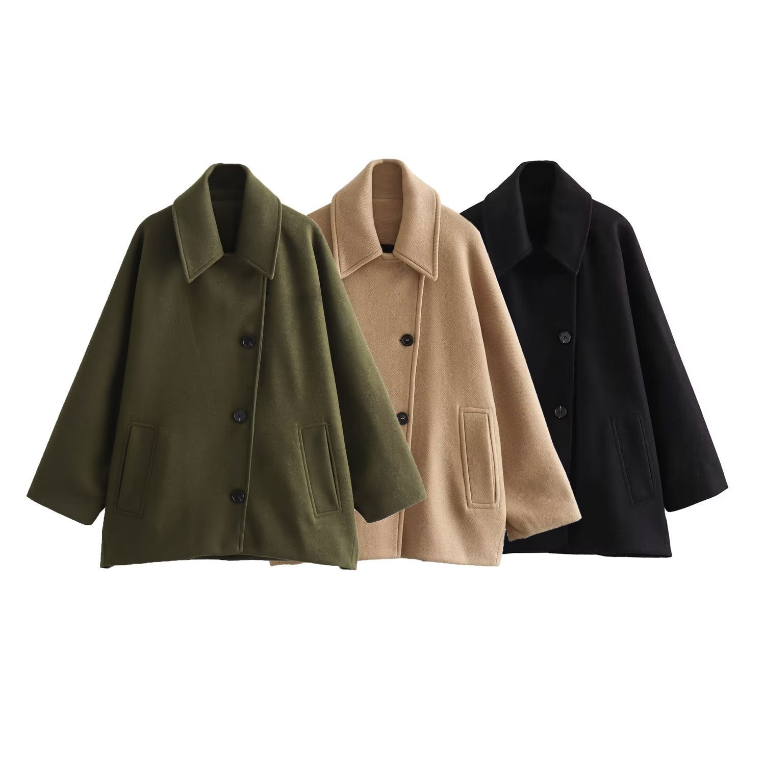 French Coat Fashion Polo Collar Blended Short Cape Sleeve Coat - Bellarte Enchanté French Coat Fashion Polo Collar Blended Short Cape Sleeve Coat